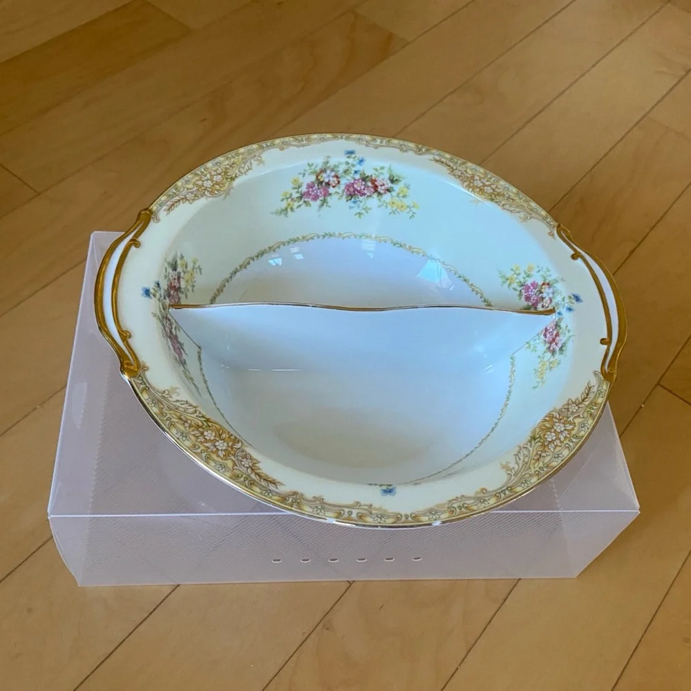 Noritake Elegant Floral Divided Bowl with Gold Accents